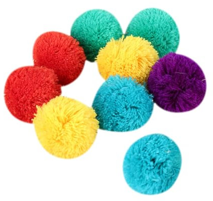 JIHUOO 20 Stück 5 cm Katzenspielzeug, Pompom-Bälle, interaktives Katzenspielzeug, Bälle, Kätzchenspielzeug, Knisterbälle, Jagdspielzeug, pelzig