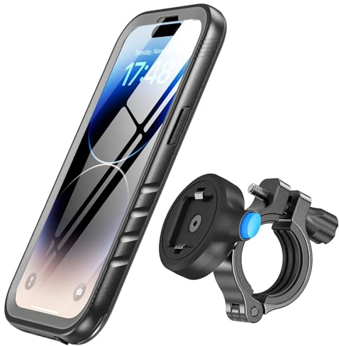 SPORTLINK Fahrrad Handyhalterung für iPhone 14 Pro – [2-in-1 Set] Aluminium Motorradhalterung mit wasserdichter Schutzhülle, | 360° drehbar, 1s Schnellwechsel, robuste Lenkerhalterung