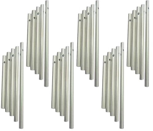 Operitacx 30-teiliges Windspiel-Röhren-Set, silberfarbene Röhren für die Herstellung von Windspielen, verschiedene Längen, für hängende Dekorationen im Freien, Windspiel-Herstellungsset
