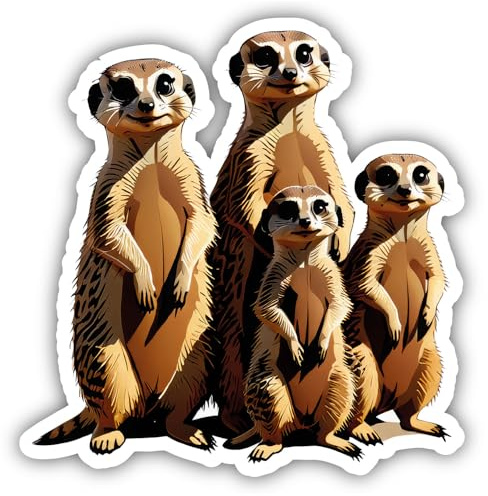 Samunshi® Erdmännchen Familie Aufkleber Autoaufkleber für Motorrad Fahrrad Roller oder Auto Sticker Fahrrad Mtb Mountainbike Rennrad Comic Cartoon Tier Sticker 10cm Erdmännchen Familie