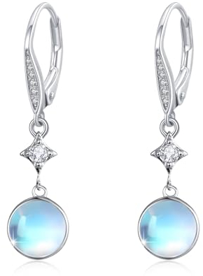 OHAYOO Mondstein Damen Ohrringe Silber 925 Mondstein Leverback Tropfen Ohrringe Hängend Regenbogen Schmuck Damen Mädchen