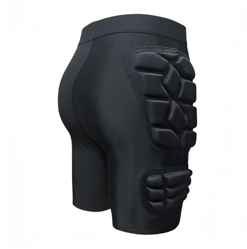 Topeter Pantaloncini da portiere, protettivi imbottiti da portiere da calcio, pantaloncini scorrevoli a compressione, nero, Large