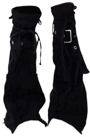 rockible Leg Warmers Punk Y2K Long Boot Socks Clothing Accessories Fairy Grunge Socks, Black