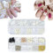 3D Nail Charms,2 Boxes Flat Back Pearl Beads Nail Rhinestones with Gold Silver Nail Caviar Beads, Bow Bowknot Butterfly Flower Nail Art Decorations for Manicure Design DIY Crafts(C)