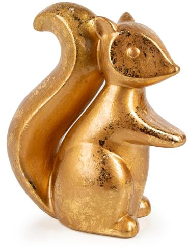 Logbuch-Verlag Edle Eichhörnchen Figur Herbst Frühling Deko Geschenk goldfarben hoch witzig 14,5 x 7 x 16 cm Keramik