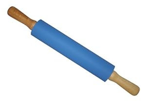MAXXFREE Nudelholz mit Holzgriffe, Silikon Teigroller, Antihaft-Oberfläche, Backzubehör Backrolle Stabil & Langlebig für Backen Pie Crust, Pizza, Pasta (Blau 43cm)