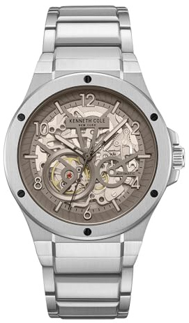 Kenneth Cole New York Herrenuhr - Luxus Edelstahl Automatik Aufzug Wasserdicht Einlagig Art Zifferblatt Elegant Design Analoge Uhr für Herren