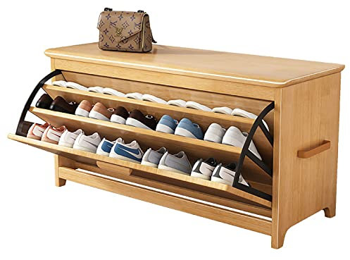 3 Tier Solid Wood Shoe Rack Bench with Shelves Drawer Storage Entryway Hallway Living Room Organizer and Bed End Stool