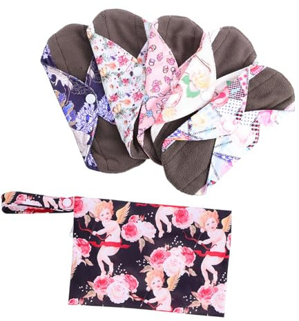 Beaupretty 5stücke Waschbare Stoffbinden Aus Bambuskohle Mit Aufbewahrungstasche Wiederverwendbare Hautfreundliche Damenbinden Für Starke Menstruation Und Inkontinenz Für Reisen Und Alltag