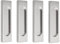 MOROBOR Lot de 4 poignées de porte coulissante rectangulaires auto-adhésives en alliage d'aluminium sans perforation pour porte de grange coulissante, fenêtres, armoires, armoires (acier brossé, 100