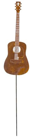 Gartenstecker Gitarre aus Cortenstahl – Edelrost Metall Deko für Garten, Beet & Balkon, wetterfest, 110 cm, Rostoptik, Geschenk für Musiker, Gitarristen & Musikliebhaber
