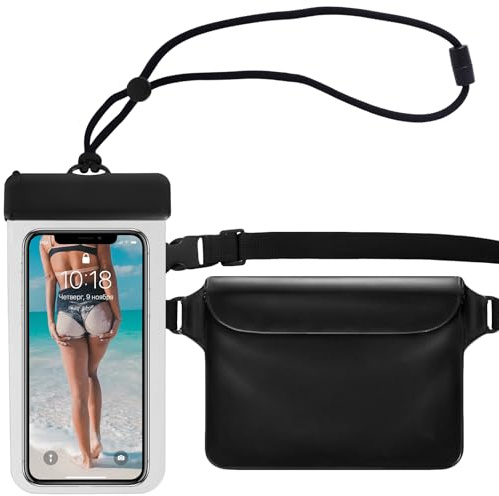 TPTGIAR IPX8 wasserdichte Handyhülle Set: Universal wasserdichte Tasche, Unterwasser Handyhülle mit Umhängebändern für Wassersport Schwimmen Bootfahren Strand