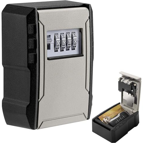 Schlüsseltresor mit Zahlencode, Wasserdicht & Abnehmbare Haken Schlüsselkasten Klein mit Vormontierte Löcher&Schraube für Haus Schlüssel Haus Garagen Wandmontage Schlüsselbox Schlüsselsafe aussen