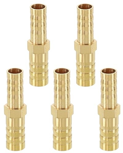 METALLIXITY 5Pcs Brass Hose Barb to Adapter 10mm Barb x 8mm for Automotive, Motorcycle, Marine, Truck, RV Fuel Systems