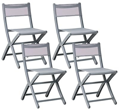 Beliani Set of 4 Plastic Dining Chairs Indoor Outdoor without Armrests Folding Dark Grey Talca
