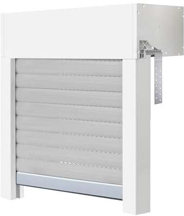 Schellenberg 39049 Kit de volet roulant pour fenêtre, système de volet roulant Mini PVC, 80 x 60 cm, blanc/gris, peut être raccourci en hauteur et largeur, avec isolation EPS et accessoires à monter