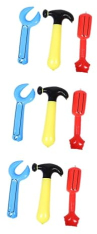 HANABASS 3 Juegos Herramientas Inflables para Martillo Destornillador y Llave Decoración para Fiestas de Cumpleaños Juguetes de Construcción para Set Portátil y Seguro para