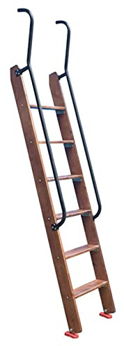 LISHEUK Scala per Letto a Castello in Legno Marrone con corrimano in Metallo, capacità di 330 libbre, Scale a Pedale Larghe Antiscivolo per soppalco, libreria, Tutto l'hardware d