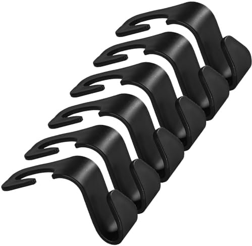 6 Pack Car Bag Hook,Car Hooks,Headrest Hooks,Car Seat Hooks(Black) | Car Hooks for Bags,Car Coat Hanger,for Hanging Handbags,Shopping bags,and Garments