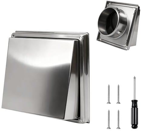 AWBEOT Rejilla Ventilacion Rectangular Acero Inoxidable 125mm Rejillas de Ventilacion Rejilla Campana Extractora con Solapa Antirretorno para Exterior Cocina Horno Autocaravanas