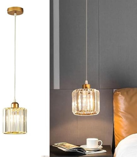 jengush Ceiling Light Battery Operated Pendant Light,Wireless Indoor Battery Chandelier with Remote Control Dimmable,Rechargeable Hanging Light for Dining Room Kitchen Bedroom Living Room(Gold)