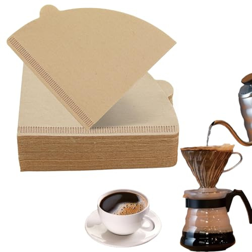200 Stück Kaffeefilter, V-Förmiger Filtertüten, Kaffeefilter Größe 2, Ungebleichte Coffee Filter Paper, Für Filterbecher Kaffeekanne Kaffeemaschinen (1-4 Tassen)
