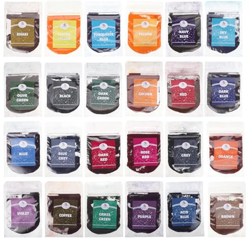 KHBUAB Kit de Pigmentos Tie-dye para Teñir Ropa Polvo Sintético, 24 Colores para DIY en Arte y Manualidades, Adecuado Familias