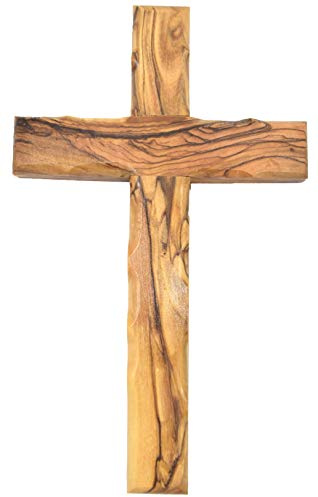 Zuluf Wall Hanging Olive Wood Cross | Hand Carved Cross | Olivewood Christian Wall Cross With Holy Land Certificate | Ideal Gift for Home Decoration, Weddings and Home Office 20cm / 7.8 CRS051