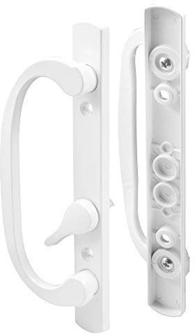 Prime-Line C 1280 Mortise-Style Sliding Door Handle Set – Replace Old or Damaged Door Handles Quickly and Easily –for Right- or Left-Handed Doors - White Diecast, 3-15/16” Mounting Holes