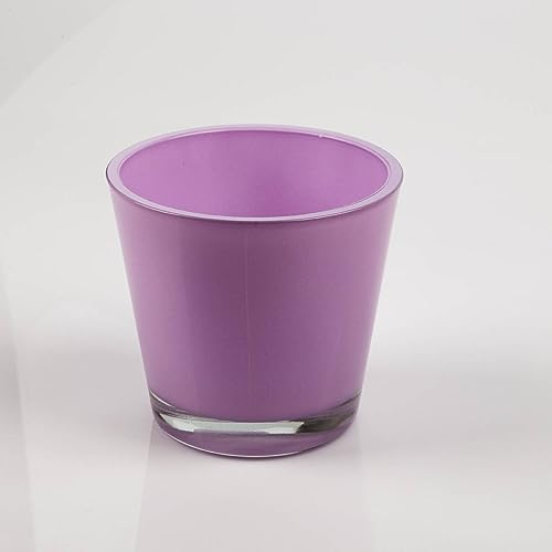 INNA-Glas Glas Blumentopf RANA, Flieder, 13 cm, Ø 14 cm - Deko Übertopf