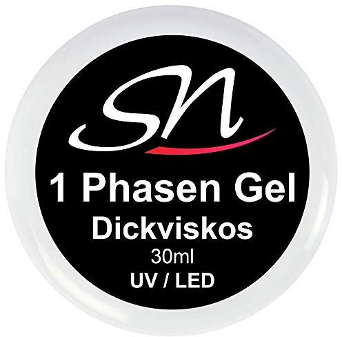 SN Nageldesign 3 in 1 Phasen Gel für Gelnägel dickviskos UV LED Nagelgel All in One Einphasengel klar thick 30ml