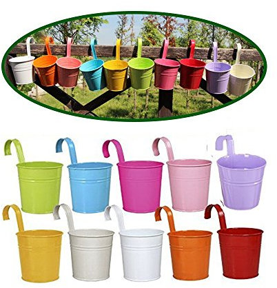 Dproptel Lot De 10 Pcs Fer Pot De Fleur Suspendu Pot À Suspendre Mural Jardiniere En Métal Pour Décor Balcon Jardin Plant Flower Pot