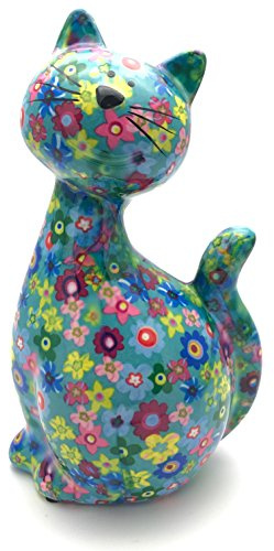 Pomme Pidou caramel die Katze Spardose blau Blume Muster
