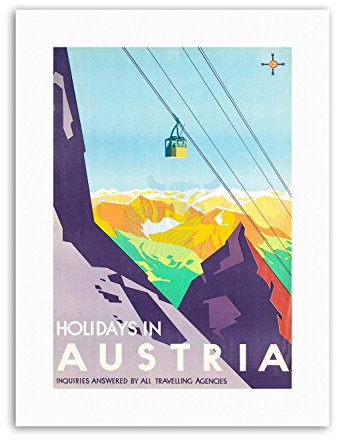 Wee Blue Coo AUSTRIA WINTER SKI LIFT MOUNTAIN VIEW ALPINE SNOW PEAK Poster Travel Sport
