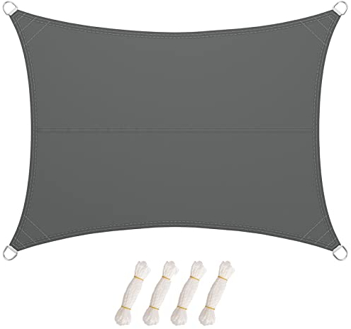 LARMNEE 3 x 4 m PES Vela de Sombra, Toldo Resistente y Transpirable, protección Rayos UV Impermeable, para Jardín, terraza y balcón, Gris Ahumado EGY34SP02