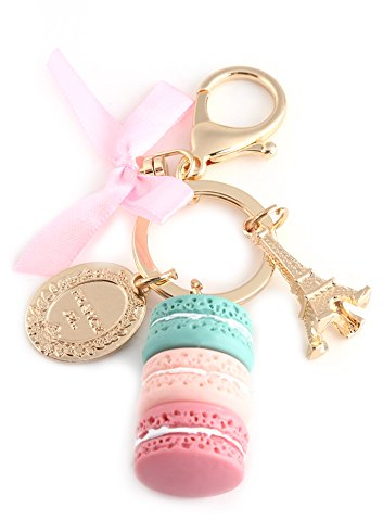 SEAFRONT Bunter Makronen-Schlüsselanhänger Legierung Eiffelturm Schlüsselanhänger Schlüsselanhänger Tasche Anhänger Auto Charm Dekoration Schlüsselanhänger Gesamtlänge 12 cm (Grün)