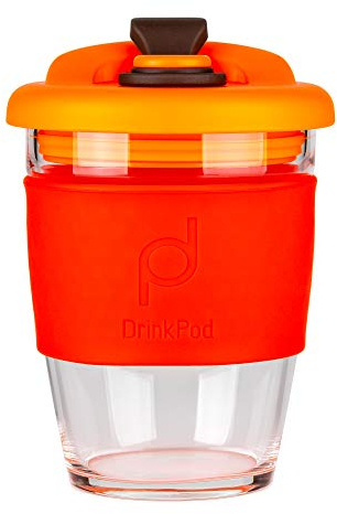 DrinkPod VLCANO - Taza de café reutilizable sin BPA, 340 ml, 12 onzas, color rojo