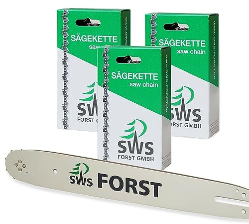 40cm SWS Forst GmbH Schwert Set mit 3 Halbmeißel Sägeketten 3/8 60TG 1,6mm kompatibel mit Stihl MS341