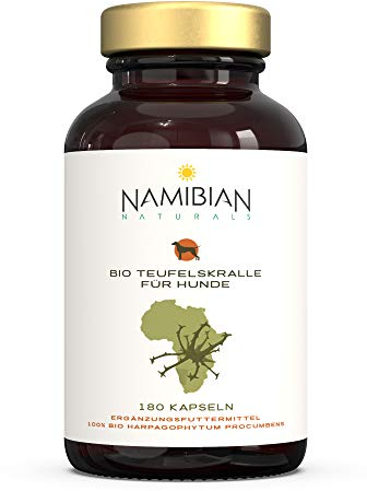 Namibian Naturals Bio Teufelskralle Kapseln für Hunde - Bio & Fair Trade Zertifiziert - 180 Kapseln mit je 700 mg hochdosiert - Harpagophytum procumbens