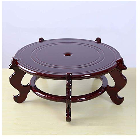 FZYE Wood Square Pot Trolley,Wood Plant Caddy,plant Caddy Wood ,Oriental Furniture Chinese Rosewood Mahagony Ebony ,Round Veneer Base For Vase Lamp Teapot,load Bearing:90-160KG (Size : 29.5cm)