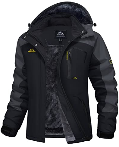 MAGCOMSEN Softshelljacke für Damen Skijacke Snowboardjacke Thermo Winterjacke mit Reißverschlusstaschen Schwarz Grau S
