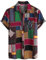 LucMatton Men's Linen African Traditional Floral Print Short Sleeve Button Down Hawaiian Shirts Multicolor X-Large