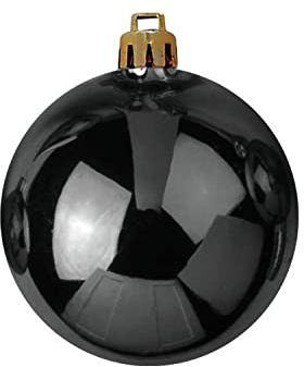 INNA-Glas Weihnachtskugel Teodora, 4 Stück, glänzend schwarz, Ø10cm - christbaumkugel