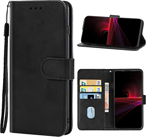 König Design Handyhülle kompatibel mit Sony Xperia 1 IV Schutzhülle Case Cover Kartenfach Schwarz