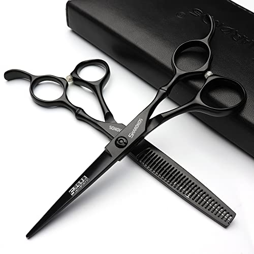 6 Zoll/ 7 Zoll Haarschneideschere set,haarschere,ausdunnschere SHARONDS 440C Schwarz (6 zoll 2Stück- B)