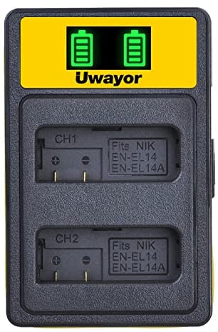 Uwayor EN-EL14 Batterie pour appareil photo 1500 mAh Kit de remplacement USB double fente pour Nikon D5600 D5500 D5300 D5200 D5100 D3500 D3400 D3300 D3200 D3100 Coolpix P7800 P7700 700 px. 7200 P7100