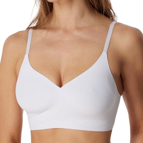 Schiesser Damen Nahtloses Spaghettiträger Mit Herausnehmbaren Pads - Invisible Soft Bustier, Weiss_179821, 40 EU
