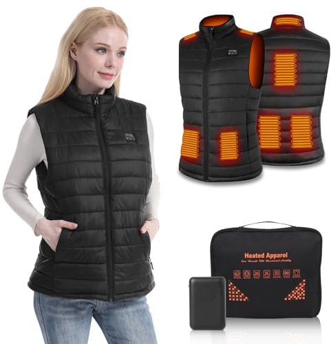 Rtdep Beheizbare Weste, Heizweste Damen mit Akku, Beheizte Weste mit 4 IN 1 Schalter Beheizbare Jacke mit 3 Stufen Temperatur Wärmeweste für Outdoor Motorrad Camping(2XL)