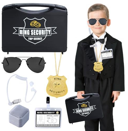 Keymall Ring-Sicherheits-Box für Hochzeitsringe, 6 Stück, Ring-Sicherheitsbox, Schattierungen, Ohrmuschel, Ausweis, Abzeichen für Jungen, Ringträger, Geschenk (Set C)