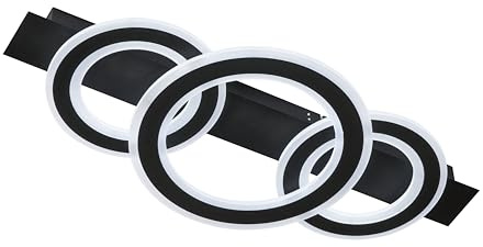 Fischer & Honsel Deckenleuchte, Circle | sandschwarz| L: 76,5 cm, B: 36 cm, A: 8 cm| mit Fernbedienung stufenlos dimmbar| Farbtemperatureinstellung| 1x LED 26 Watt 2700/6500 K| 4100 lm| EEG: E
